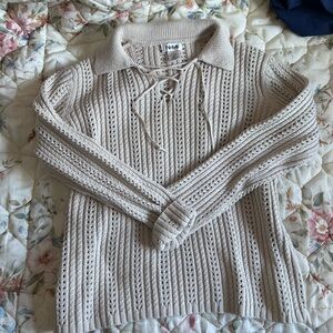 Nomi Beige Knit Cowl Sweater